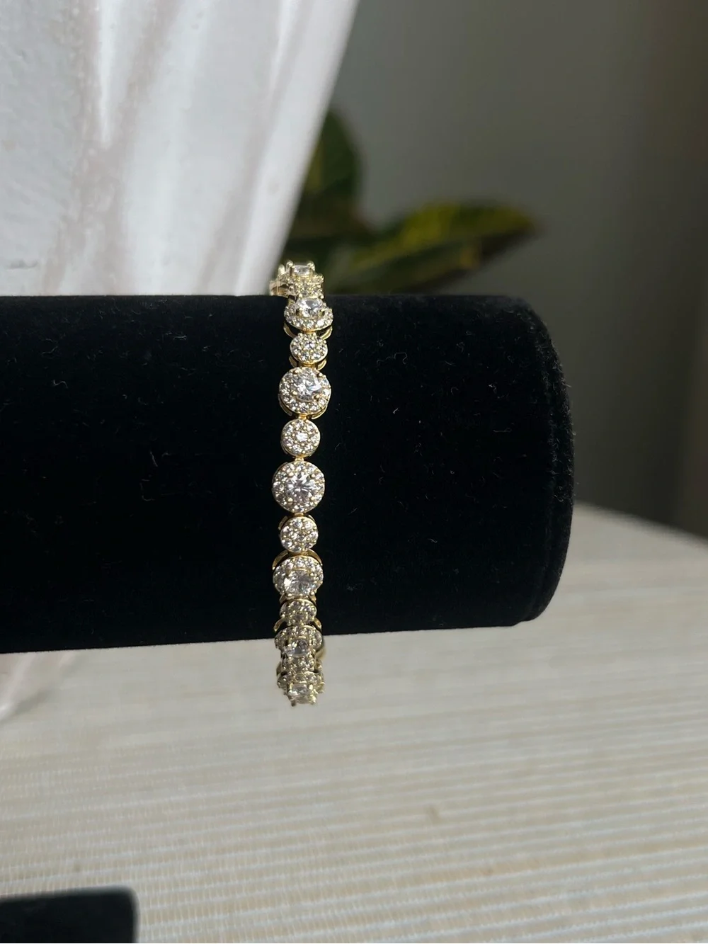 Gold Round cz  circular Station Bracelet